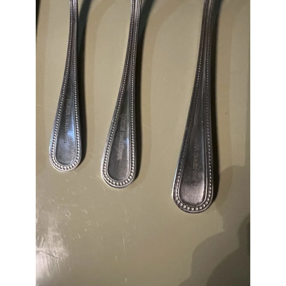 Thomson Stainless Bead Flatware Dessert Fork, Soup Spoon, Teaspoon, Knives - 5